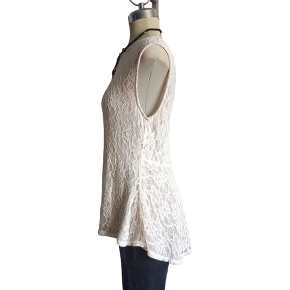 KISMET Luxury Beige Lace Sleeves Blouse Size L - Picture 10 of 15